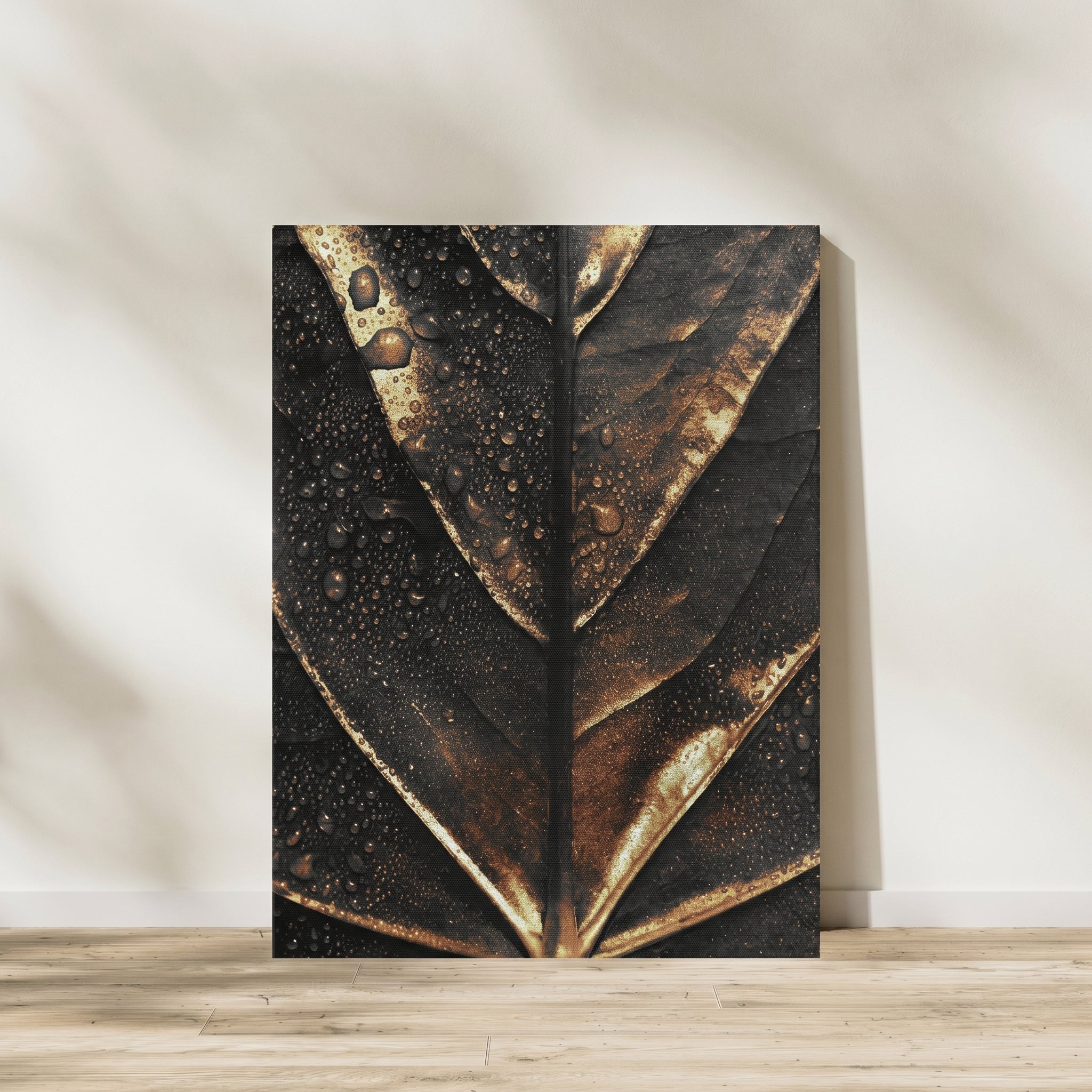 The Obsidian Bloom — A Gold Leaf Wall Art